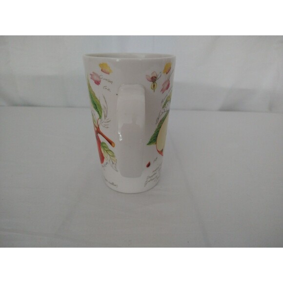 Kent Pottery Apple Design Tall White Porcelain Coffee Mug Garden Script - Picture 4 of 9